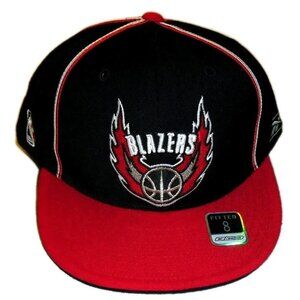 Portland Trail Blazers Mens Reebok fitted hat Cap sz. 8 New Red Black Nba